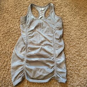 Athleta Fast Fastest Track Gray Tank Top Workout Athletic Cinched Rouched Medium